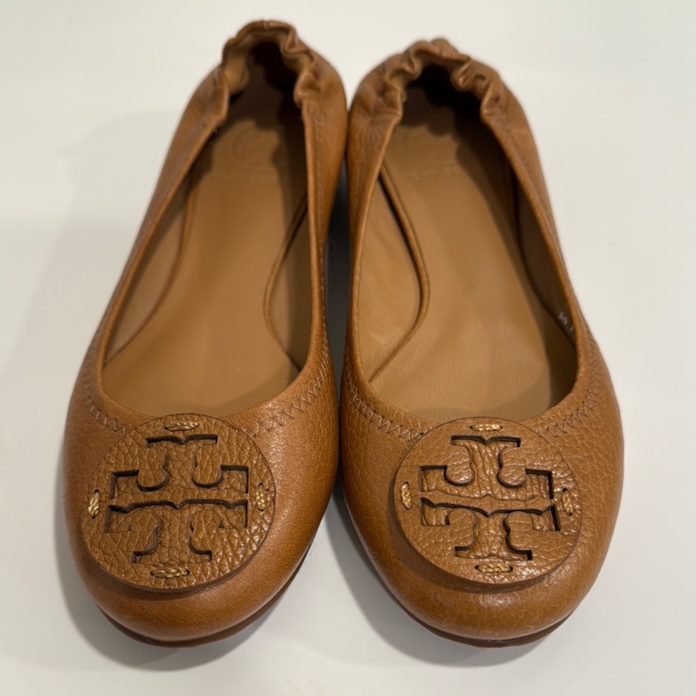 Tory Burch Brown Leather Ballet Flats
